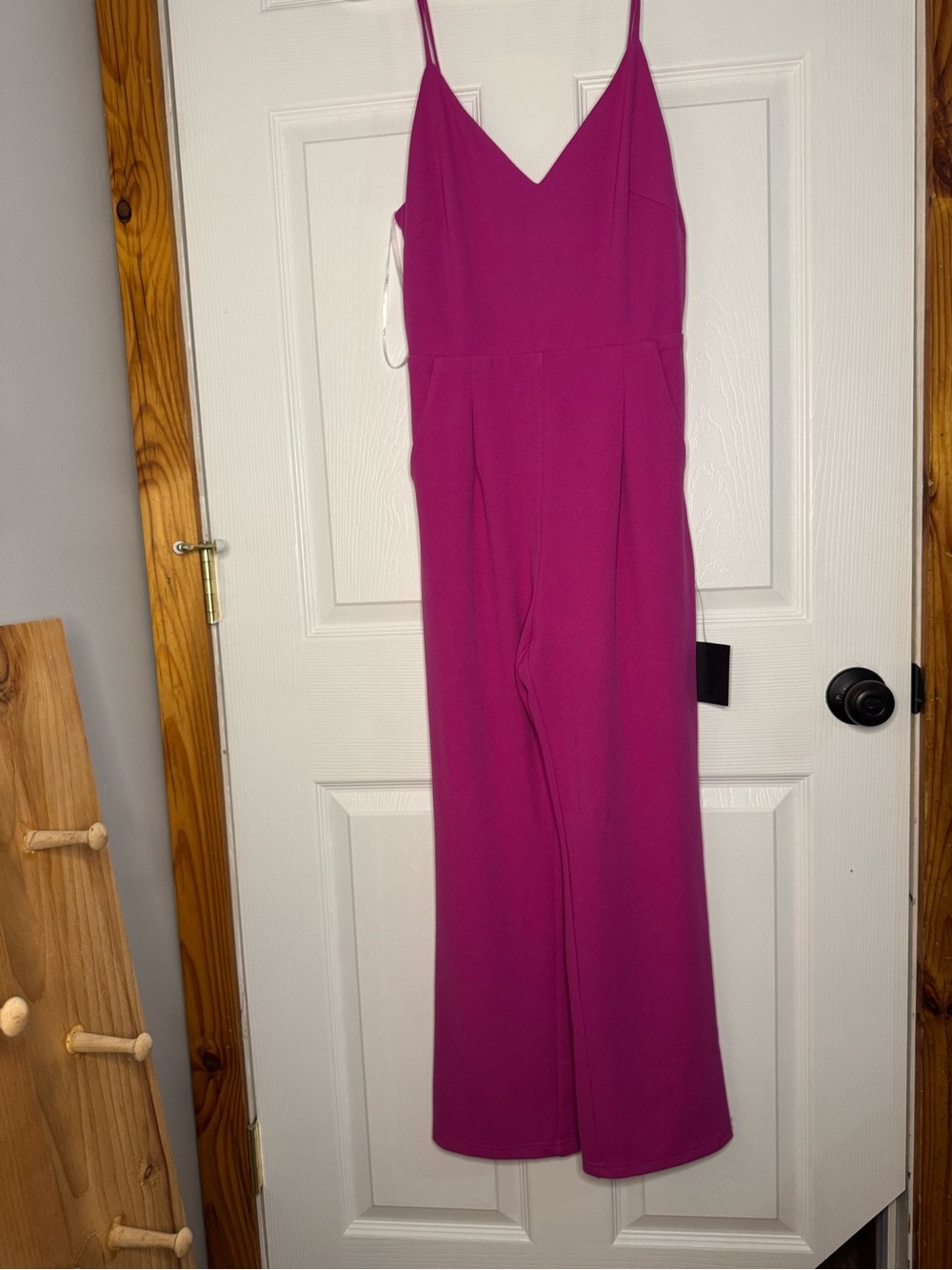 Lulu's Fuchsia Sleeveless V-Neck Wide-Leg Jumpsuit